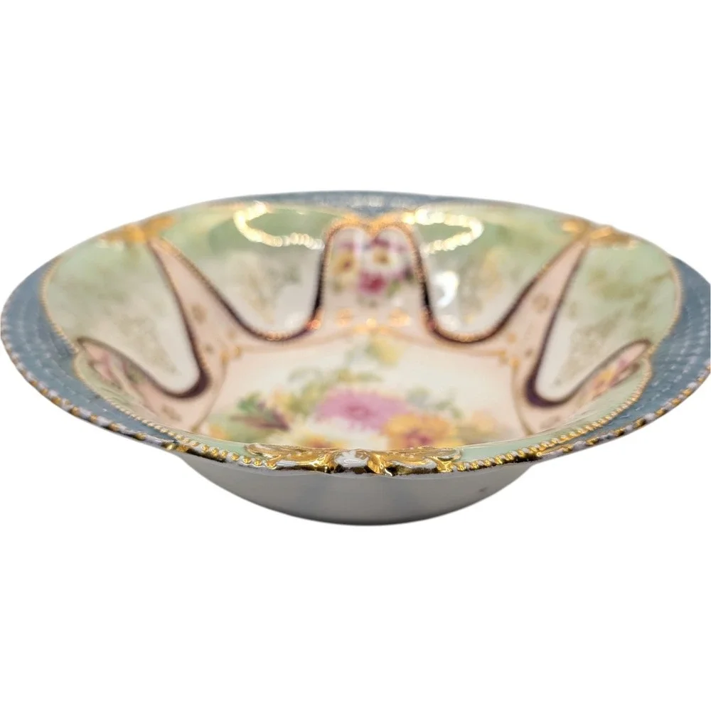 Antique OLS St Kilian Serving Bowl Floral Oscar Schlegelmilch Hand Painted SEE